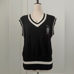 Black and White Sleeveless Sweater Vest